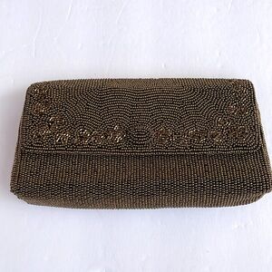Richere Tag Vintage  Hand. Made in Japan Gold/Bronze Beaded Clutch